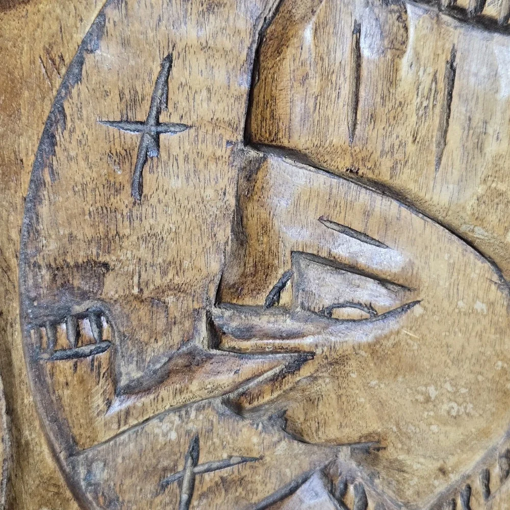 VINTAGE Wooden Wall Plaque‎ BOHO 12